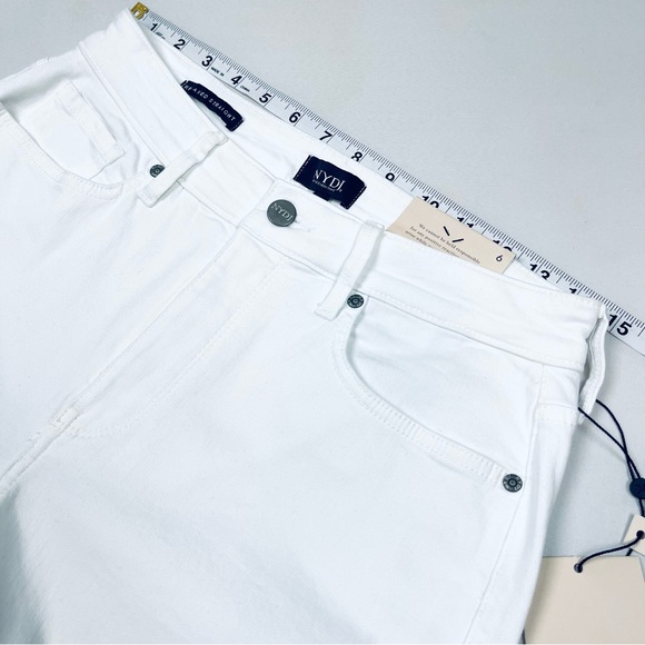 NWT NYDJ High Rise Roll Cuff Straight Leg White Denim Jeans - Picture 4 of 15